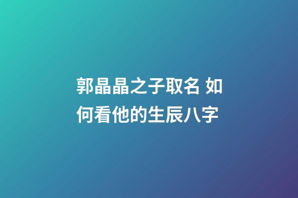 郭晶晶之子取名 如何看他的生辰八字